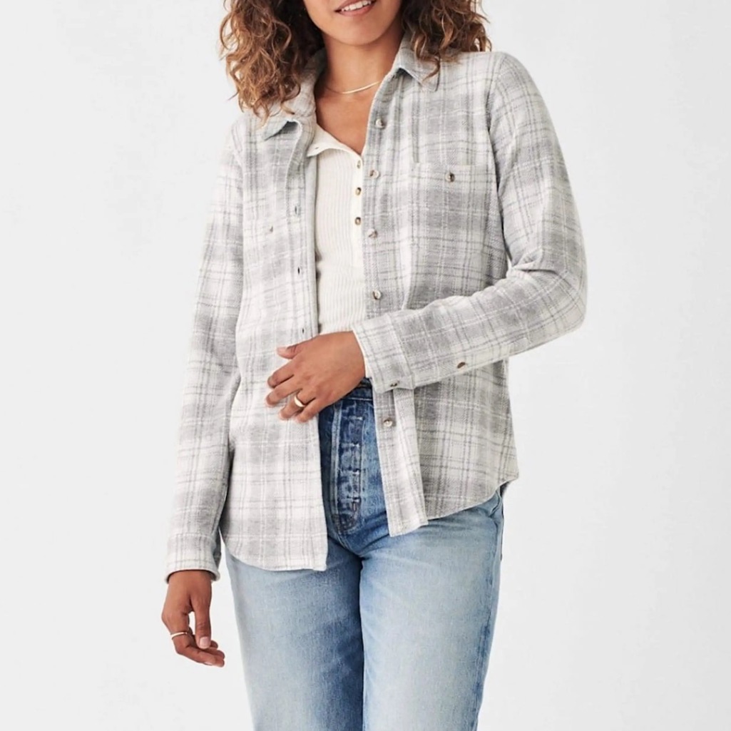 Faherty Legend Sweater Shirt Grey Plaid